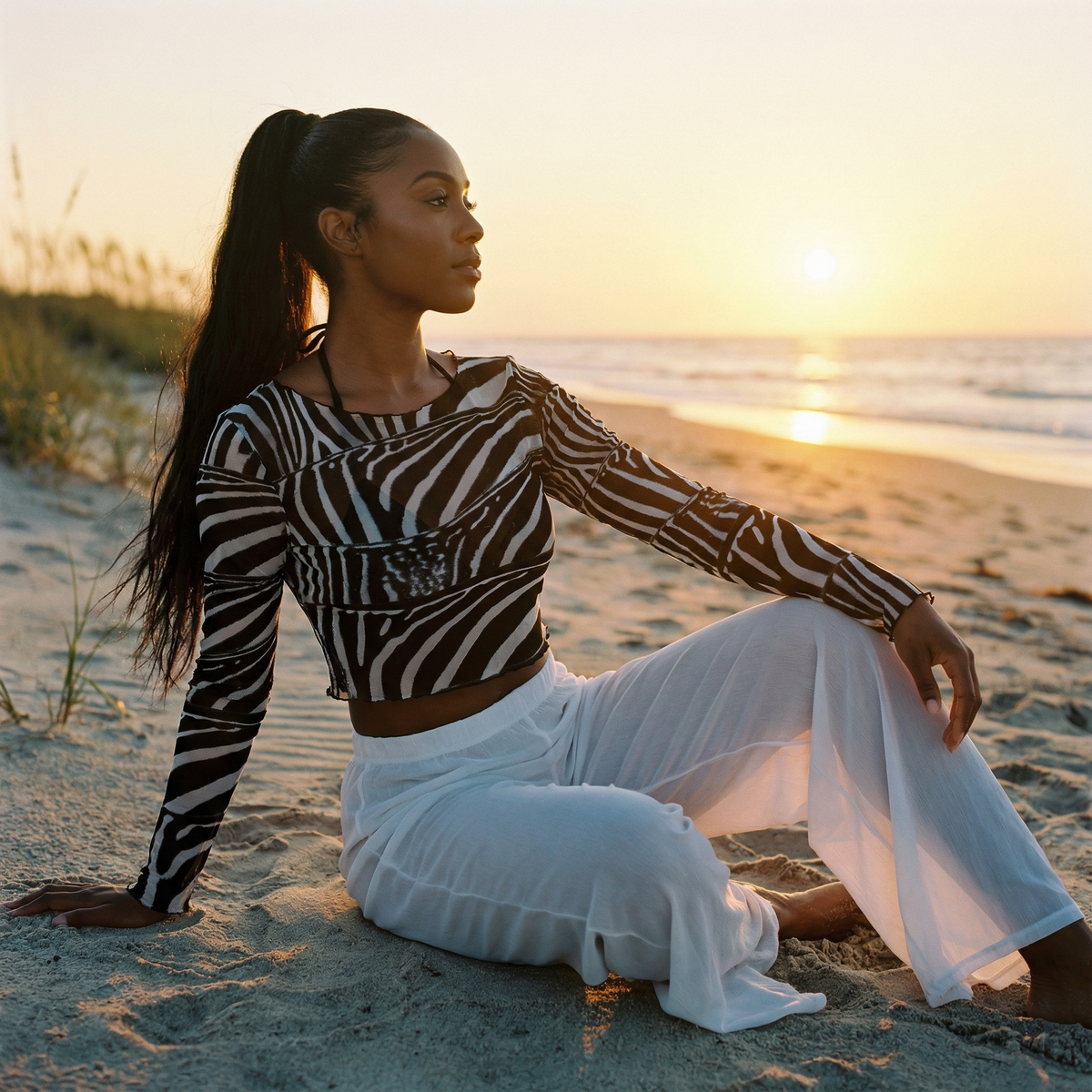 ILLUSTRATION PRINT SHEER TOP　美品 Zinae Sheer Crop Top – Avid Swim